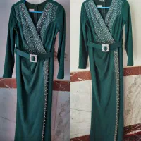 لباس مجلسی مرواریدی سبز اشرافی