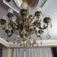 لوستر برنجی ۳ شاخه دوقلو|لوستر و چراغ آویز|اسلامشهر, باغ فیض|دیوار