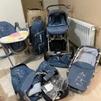 سرویس کامل کالسکه و کریر-تخت  و..برند good baby.