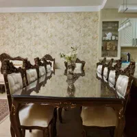 میز ناهارخوری ۱۰ نفره چوب گردو پارچه ترک