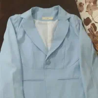 کت دکمه خور آبی  و تونیک پشت زیپ خور