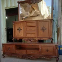 کنسول آینه کد ۹۸۹ میز تی وی بوفه طلا برنزکوبی چوبی