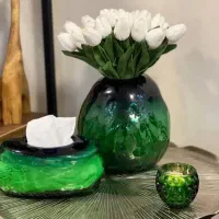 جا دستمال شیشه ای رنگی