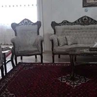 مبل سلطنتی ۹نفره جنس چوب گردو همراه میز عسلی|مبلمان خانگی و میز عسلی|همدان, |دیوار