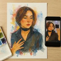 نقاشی آبرنگی از عکس شما کار دست و خاص|تابلو، نقاشی، عکس|کرمانشاه, |دیوار