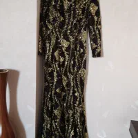 پیراهن مجلسی پولکی مشکی طلایی تن خوری بسیارزیبا