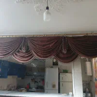 یاالان ۴متری رنگ قهوه ای با چوب پرده طلایی