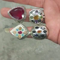 چهار عدد انگشتر نقره جواهری اوپال موزنایت یاقوت|جواهرات|اصفهان, فردوان|دیوار