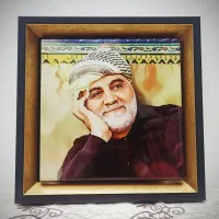 قاب کاشی عکس حاج قاسم، رهبری، امام علی ع