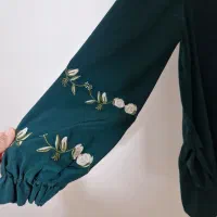 مانتو یشمی دست گلدوزی شیک مجلسی نوی نو