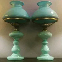 چراغ اُپالین  آنتیک فرانسوی فیروزه ای