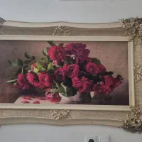 تابلو فرش گل زیبا به همراه دو شمعدان دیواری