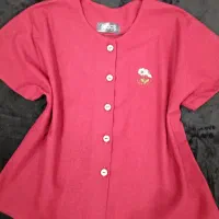 شومیز کراپ زنانه رنگ زرشکی تیره