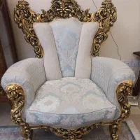 مبل ۹ نفره سلطنتی چوب تمام راش ورق طلا