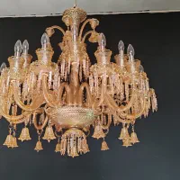 لوستر باکارات با ۱۸ شاخه عسلی رنگ کریستالی|لوستر و چراغ آویز|تهران, بهارستان|دیوار