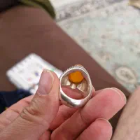 انگشتر نقره با نگین عقیق پرتقالی