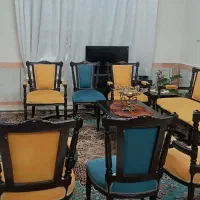 مبل هفت نفره ونهار خوری هشت نفره چوب گردو