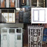 درب مغازه گراژ آهنی در پنجره پی وی سی چوبی کد 9001