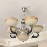 جفت لوستر ورساچه چوب و فلز ۵ شاخه