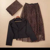 سه تیکه (کت شال دامن ) پلنگی  تن خور عالی