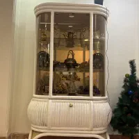 بوفه چوبی سفید آینه دار