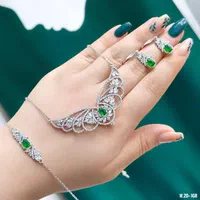 سرویس تمام نقره مدل ایلوژن زمرد دارفوق العاده لوکس|بدلیجات|تبریز, |دیوار