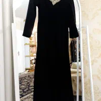 لباس مجلسی جواهر دوزی مشکی زاغ پارچه کرپ