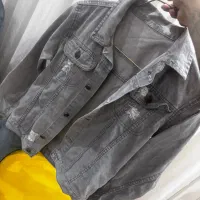 کت لی رنگ طوسی کت جین کوتاه ،لباس سایز ۳۱