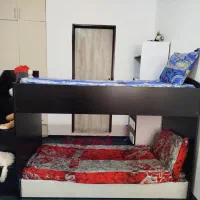 تخت دو طبقه نوجوان به علاوه کمد و قفسه