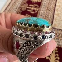انگشتر فیروزه نیشابور کهنه مخراج کاری