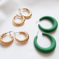 گوشواره حلقه ای سه جفتی مدل چند رنگ|بدلیجات|کرمان, |دیوار
