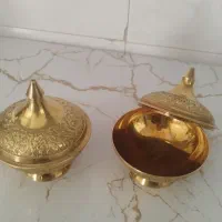 باسلام یک جفت قندان برنز|صنایع دستی و سایر لوازم تزئینی|بروجرد, |دیوار