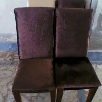 4 عدد تک صندلی چوبی با رویه پارچه سالم و تمیز