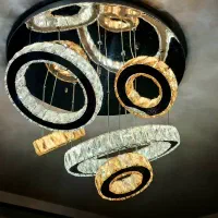دو عدد لوستر حلقه ای کریستالی (۳حلقه و ۵ حلقه)