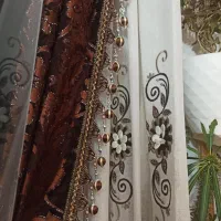 پرده والن دارحریرکاملاسالم وتمیزهمراه زیرپرده