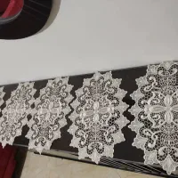 رومیزی نباتی رنگ شامل هفت تکه نو|پرده، رانر، رومیزی|قدس, شهر‌قدس|دیوار