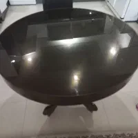 میز چهار نفره گرد با شیشه روش