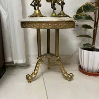 میز برنز قدیمی شمعدان  برنزی برنجی انتیک سنگ مرمر