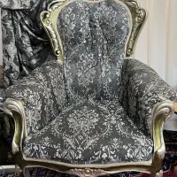 مبل سلطنتی رنگ نقره‌ای چوب راش ۷ نفره (۲ میزبان)|مبلمان خانگی و میز عسلی|سمنان, |دیوار