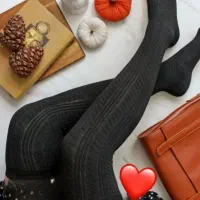 جوراب بالازانو گندمی ضخیم زمستانی زیر دامن