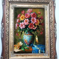 تابلو گل رخسار کد 27 دستبافت و ابریشم دار|تابلو فرش|تبریز, |دیوار