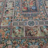 یک جفت فرش ماشینی ۹ متری طرح باغ ارم