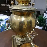 سماور به همراه پارچ جام سینی زیر سماور و چای دان|کلکسیون اشیاء عتیقه|قزوین, |دیوار