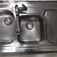 سینگ ظرفشویی دو لنگه 120سانتی با متعلقات