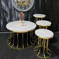 گل میز عسلی و جلو مبلی فلزی آبکاری طلایی مدل ستونی