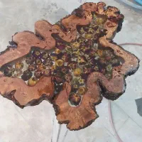 گل میز رزین شفاف چوب زیبای توسکا
