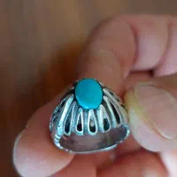 انگشتر نقره فیروز اصل نیشابور رکاب دست ساز