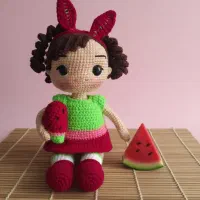 عروسک بافتنی دختر هندوانه|صنایع دستی و سایر لوازم تزئینی|تربت جام, فاز ۳ فرهنگیان|دیوار