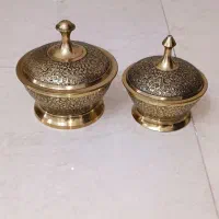 قندان برنجی قلم طاووس سیاه قلم (توضیحات خونده بشه)