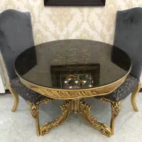 میز ناهارخوری ۲نفره راش گرجستان ورق طلا فوری فروشی